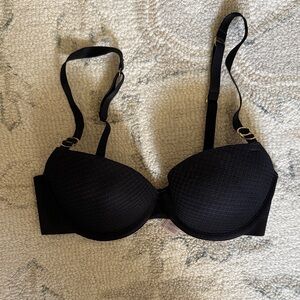 Stella McCartney Black Mesh Bra with Gold Hardware